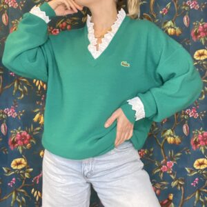 Maille "LACOSTE" Upyclée en laine (Taille unique du 36 au 42)