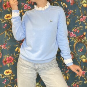 Sweat "LACOSTE" Upyclée en coton AVEC UNE PETITE IMPERFECTION (Taille unique du 36 au 40)